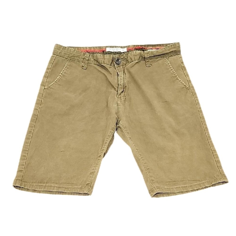 American Breed Olive Green Flat Front Shorts with Relaxed Fit